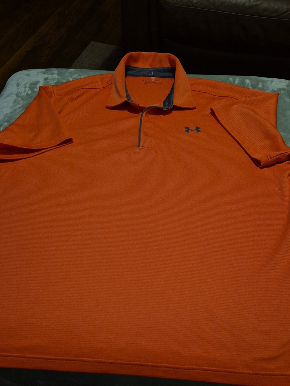 Under Armour Men’s Orange Polo with Gray Trim Loose Fit Ptp 29"